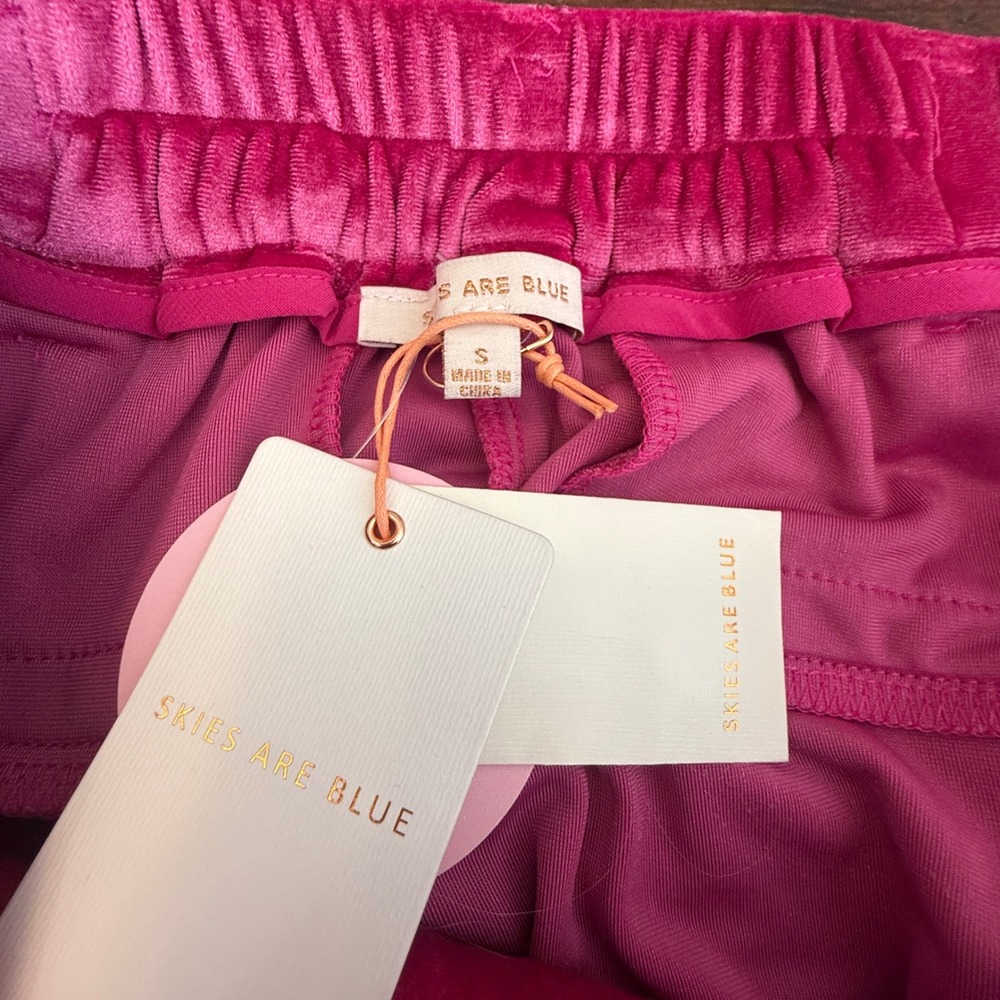 Skies Are Blue Hot Pink Velvet Wide Leg Pants High Rise NWT Womens Small - Picture 8 of 11